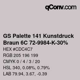 Color code: GS Palette 141 Kunstdruck - Braun 6C 72-9984-K-30% | qconv.com