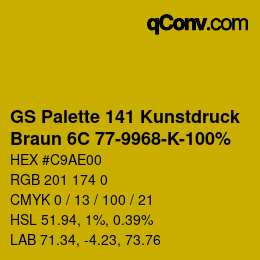 Código de color: GS Palette 141 Kunstdruck - Braun 6C 77-9968-K-100% | qconv.com