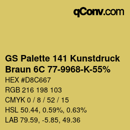 Code couleur: GS Palette 141 Kunstdruck - Braun 6C 77-9968-K-55% | qconv.com