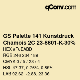 Code couleur: GS Palette 141 Kunstdruck - Chamois 2C 23-8801-K-30% | qconv.com