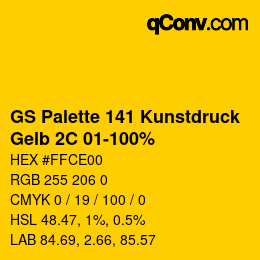 Código de color: GS Palette 141 Kunstdruck - Gelb 2C 01-100% | qconv.com