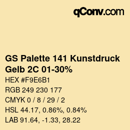 Código de color: GS Palette 141 Kunstdruck - Gelb 2C 01-30% | qconv.com