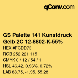 Farbcode: GS Palette 141 Kunstdruck - Gelb 2C 12-8802-K-55% | qconv.com