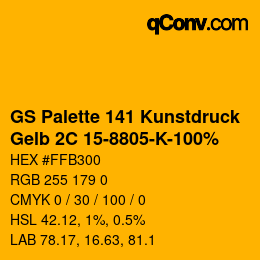 Code couleur: GS Palette 141 Kunstdruck - Gelb 2C 15-8805-K-100% | qconv.com