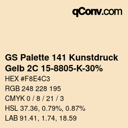 Código de color: GS Palette 141 Kunstdruck - Gelb 2C 15-8805-K-30% | qconv.com