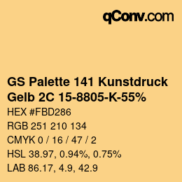 Código de color: GS Palette 141 Kunstdruck - Gelb 2C 15-8805-K-55% | qconv.com