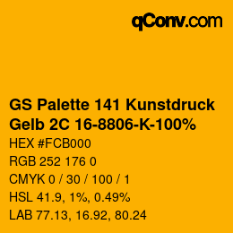 Farbcode: GS Palette 141 Kunstdruck - Gelb 2C 16-8806-K-100% | qconv.com