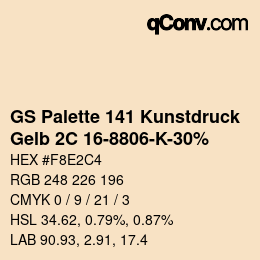 Código de color: GS Palette 141 Kunstdruck - Gelb 2C 16-8806-K-30% | qconv.com