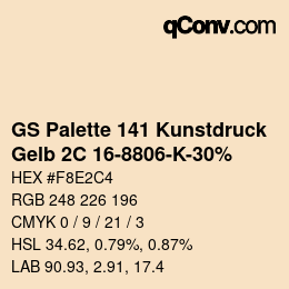 Code couleur: GS Palette 141 Kunstdruck - Gelb 2C 16-8806-K-30% | qconv.com