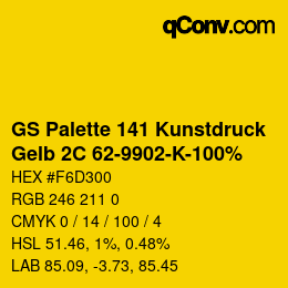 カラーコード: GS Palette 141 Kunstdruck - Gelb 2C 62-9902-K-100% | qconv.com