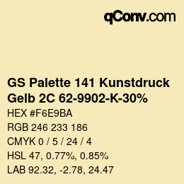 Farbcode: GS Palette 141 Kunstdruck - Gelb 2C 62-9902-K-30% | qconv.com