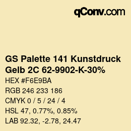 カラーコード: GS Palette 141 Kunstdruck - Gelb 2C 62-9902-K-30% | qconv.com