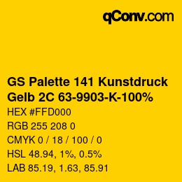 カラーコード: GS Palette 141 Kunstdruck - Gelb 2C 63-9903-K-100% | qconv.com