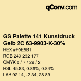 Código de color: GS Palette 141 Kunstdruck - Gelb 2C 63-9903-K-30% | qconv.com