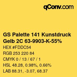 Código de color: GS Palette 141 Kunstdruck - Gelb 2C 63-9903-K-55% | qconv.com