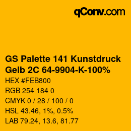 Farbcode: GS Palette 141 Kunstdruck - Gelb 2C 64-9904-K-100% | qconv.com