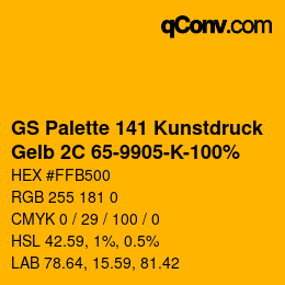 Farbcode: GS Palette 141 Kunstdruck - Gelb 2C 65-9905-K-100% | qconv.com