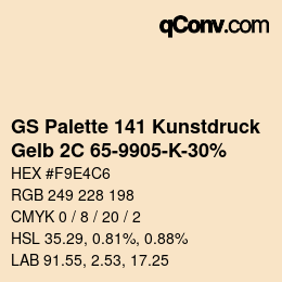 カラーコード: GS Palette 141 Kunstdruck - Gelb 2C 65-9905-K-30% | qconv.com