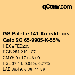 Farbcode: GS Palette 141 Kunstdruck - Gelb 2C 65-9905-K-55% | qconv.com