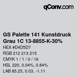 Color code: GS Palette 141 Kunstdruck - Grau 1C 13-8855-K-30% | qconv.com