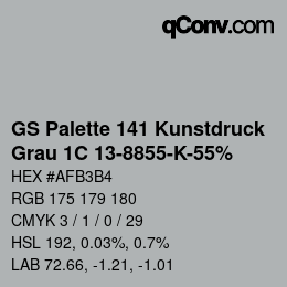 Color code: GS Palette 141 Kunstdruck - Grau 1C 13-8855-K-55% | qconv.com