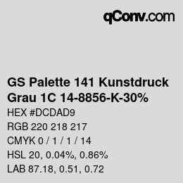 カラーコード: GS Palette 141 Kunstdruck - Grau 1C 14-8856-K-30% | qconv.com