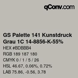 Color code: GS Palette 141 Kunstdruck - Grau 1C 14-8856-K-55% | qconv.com