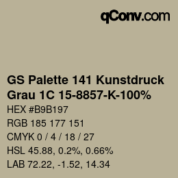 Code couleur: GS Palette 141 Kunstdruck - Grau 1C 15-8857-K-100% | qconv.com