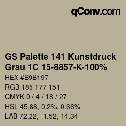 カラーコード: GS Palette 141 Kunstdruck - Grau 1C 15-8857-K-100% | qconv.com