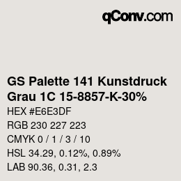 Color code: GS Palette 141 Kunstdruck - Grau 1C 15-8857-K-30% | qconv.com