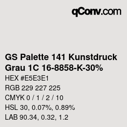 Color code: GS Palette 141 Kunstdruck - Grau 1C 16-8858-K-30% | qconv.com
