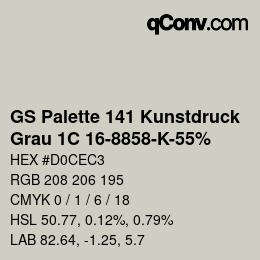 Color code: GS Palette 141 Kunstdruck - Grau 1C 16-8858-K-55% | qconv.com