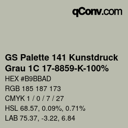 Color code: GS Palette 141 Kunstdruck - Grau 1C 17-8859-K-100% | qconv.com