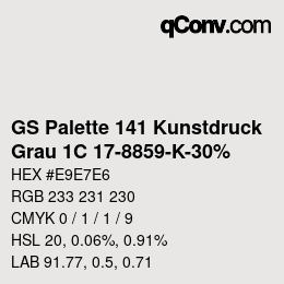 Code couleur: GS Palette 141 Kunstdruck - Grau 1C 17-8859-K-30% | qconv.com