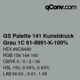 Color code: GS Palette 141 Kunstdruck - Grau 1C 61-9991-K-100% | qconv.com