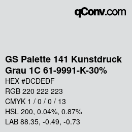 Color code: GS Palette 141 Kunstdruck - Grau 1C 61-9991-K-30% | qconv.com