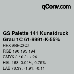 Color code: GS Palette 141 Kunstdruck - Grau 1C 61-9991-K-55% | qconv.com