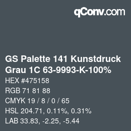 Código de color: GS Palette 141 Kunstdruck - Grau 1C 63-9993-K-100% | qconv.com