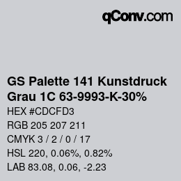 Código de color: GS Palette 141 Kunstdruck - Grau 1C 63-9993-K-30% | qconv.com