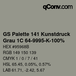 Color code: GS Palette 141 Kunstdruck - Grau 1C 64-9995-K-100% | qconv.com