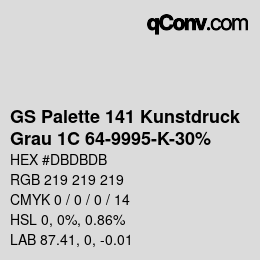 Color code: GS Palette 141 Kunstdruck - Grau 1C 64-9995-K-30% | qconv.com