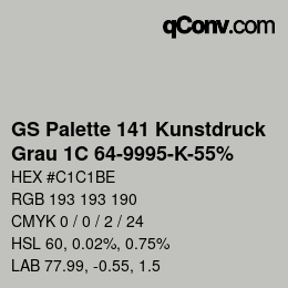 Code couleur: GS Palette 141 Kunstdruck - Grau 1C 64-9995-K-55% | qconv.com