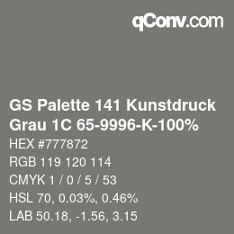 Farbcode: GS Palette 141 Kunstdruck - Grau 1C 65-9996-K-100% | qconv.com