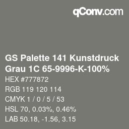 Código de color: GS Palette 141 Kunstdruck - Grau 1C 65-9996-K-100% | qconv.com