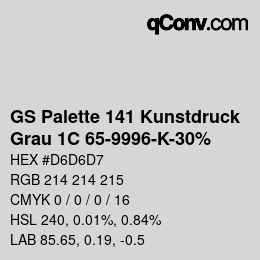 Color code: GS Palette 141 Kunstdruck - Grau 1C 65-9996-K-30% | qconv.com