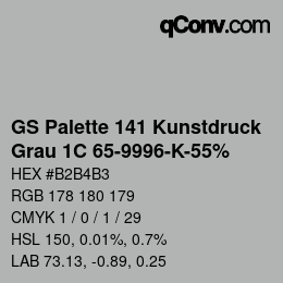 Color code: GS Palette 141 Kunstdruck - Grau 1C 65-9996-K-55% | qconv.com