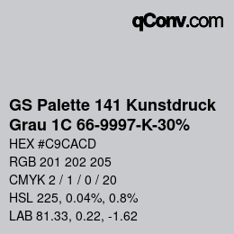 Color code: GS Palette 141 Kunstdruck - Grau 1C 66-9997-K-30% | qconv.com