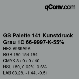 Color code: GS Palette 141 Kunstdruck - Grau 1C 66-9997-K-55% | qconv.com