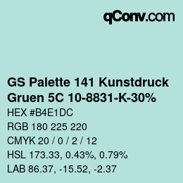 Color code: GS Palette 141 Kunstdruck - Gruen 5C 10-8831-K-30% | qconv.com