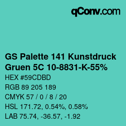 Código de color: GS Palette 141 Kunstdruck - Gruen 5C 10-8831-K-55% | qconv.com